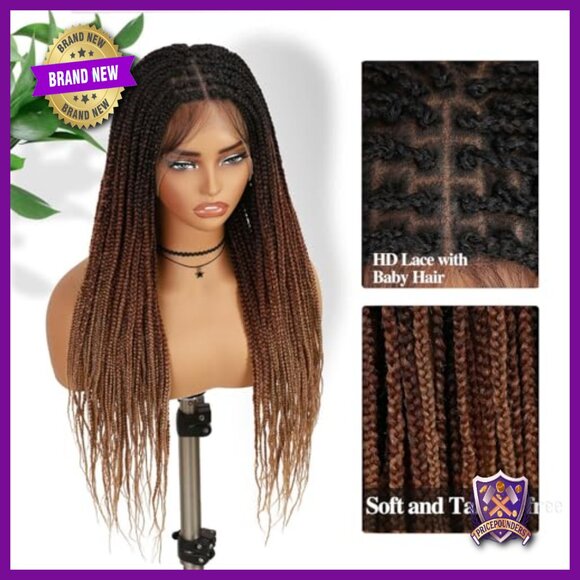 26 Inch Synthetic Braided Wig Full Lace Glueless Adjustable Cap